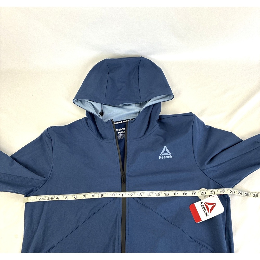 New Mens Reebok Ascent Full Zip Windbreaker Jacket Size Medium NWT Dark Denim - Picture 4 of 8
